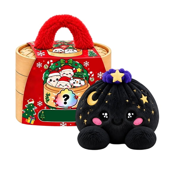 Christmas Mystery Rainbow Plush Dumpling Squishy, Cute Stuffed Dumpling Squishies Plushies Fidget Toy, Christmas Collectible Stress Relief Gift with Simulated Steamer & Fuzzy Handle,Home Decor