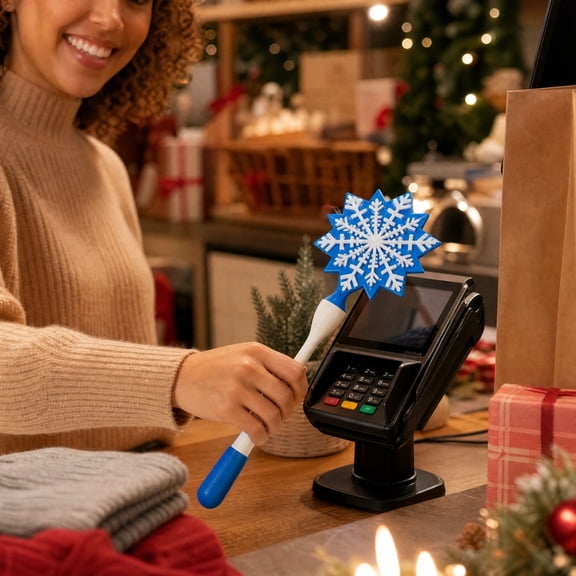 Christmas NFC Payment Wand, Snowflake Tap to Pay Stylus Stick, Contactless Card Reader Accessory with Long Comfortable Handle, Portable Holiday Gadget for Shopping, Checkout & Stocking Stuffers