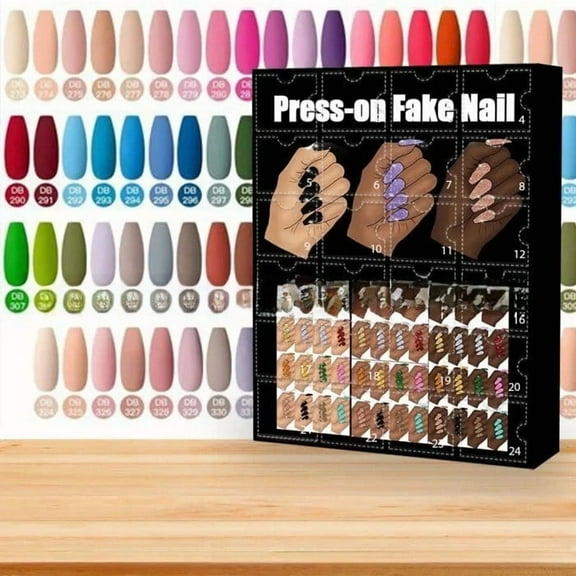 Christmas Nail Art Advent Calendar – 24-Day Countdown Gift Box With Colorful Nail Slices for Girls, Women, and Wives – Holiday Surprise Beauty Gift