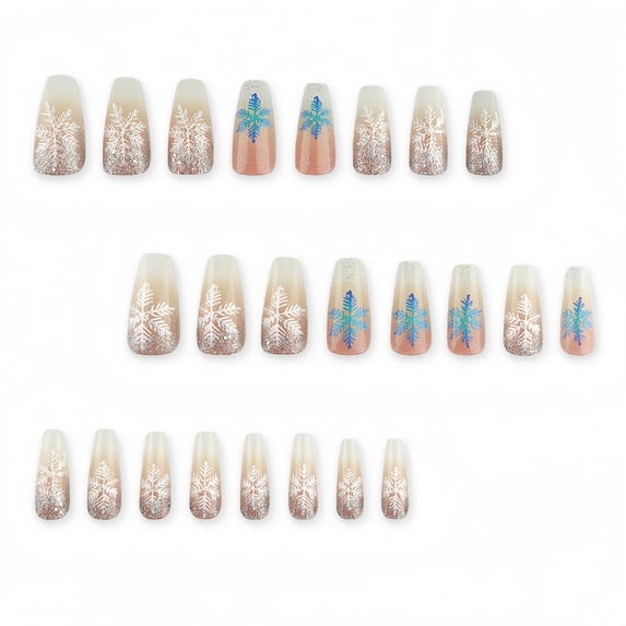 Christmas Nail Art Patch Shaped Gradient Snowflake Christmas Nail Art ...