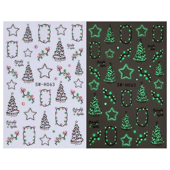 Christmas Nail Art Stickers,Decals Luminous String Light Snowflake Nail Stickers,for HolidayNail Decals,Embossed ChristmasNail ArtStickers, DIY Decorations,for WomenNail Decorations