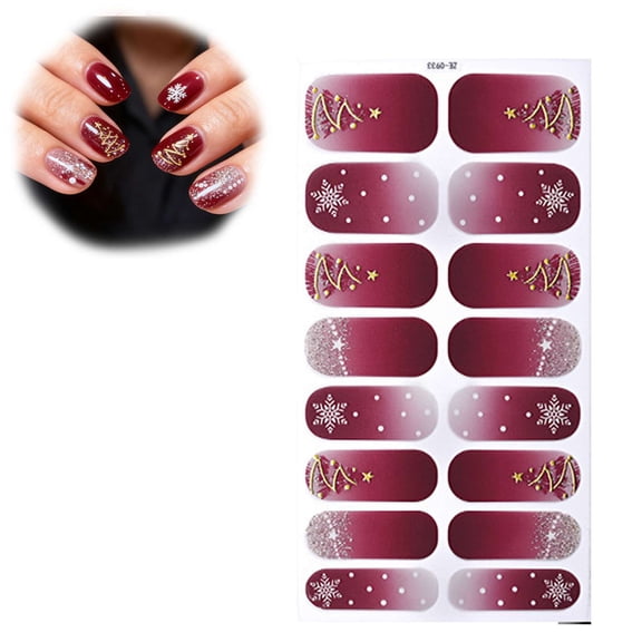 Christmas Nail Sticker,16 Count Self-Adhesive Fashion Nail Accessories Manicure Decorations Nail Art Design Xmas Nail Decals