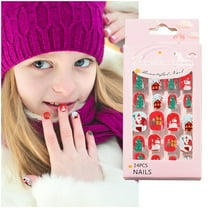 Christmas Nail Stickers for Kids 24pc Wearable Cute Nail Patch Pack Holiday Designs Easy Apply DIY Decals 24PCS