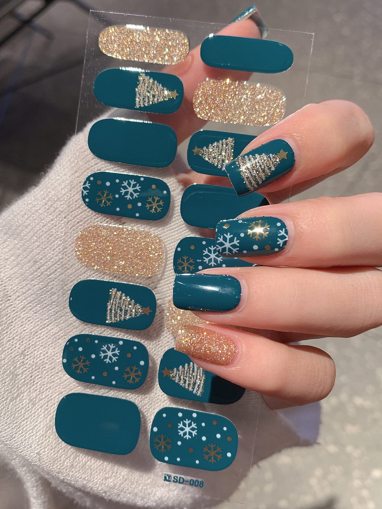 Christmas Nail Wraps Full Stickers Christmas Elk Snowflake Nail Polish