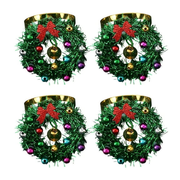 Christmas Napkin Ring Set - 4 Metal Holders For Festive Table Table Decoration