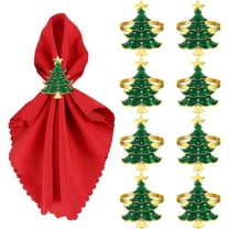 Christmas Napkin Rings Set of 8 - Metal Christmas Tree Napkin Holders, Xmas Holiday Napkin Rings for Table Decorations, Dinner Party, and Winter Weddings