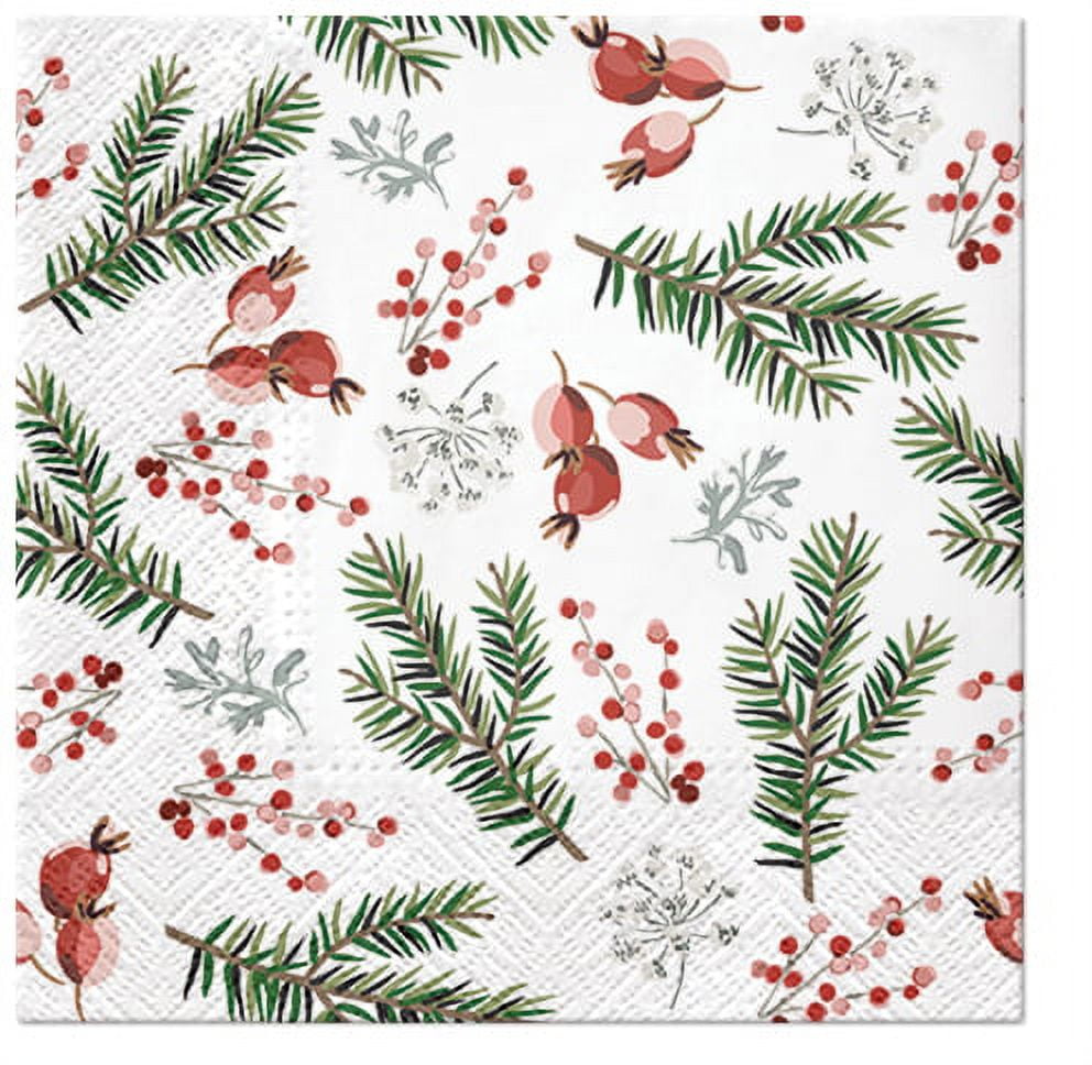 Christmas Napkins CHRISTMAS BERRIES 40pcs Lunch Napkins, Christmas Paper Napkins, Christmas