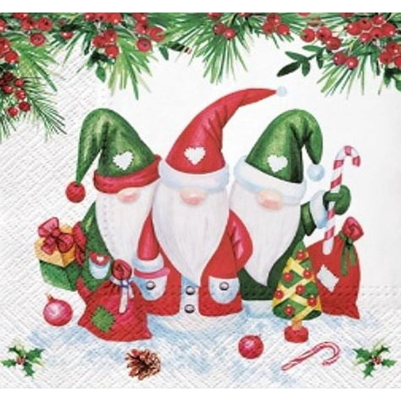 Christmas Napkins CHRISTMAS GNOMES Napkins Winter Paper Napkins Lunch 40pcs Paper Napkins Decorative Christmas Paper Napkins for Decoupage Santa Napkins Christmas Napkins Disposable