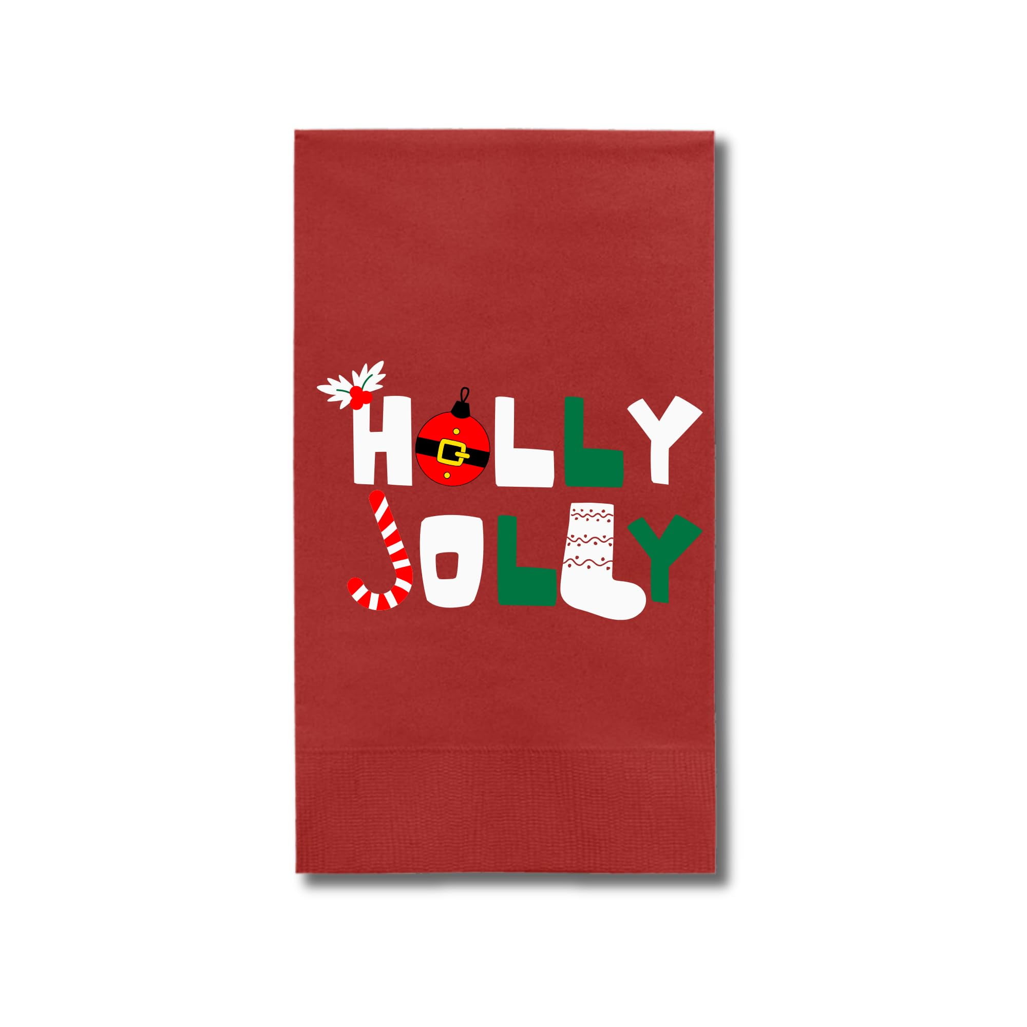 Christmas Napkins, Holly Jolly, Red Paper Dinner Napkins, Christmas
