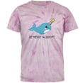 thumbnail image 1 of Christmas Narwhal Be Merry and Bright Mens T Shirt Pinwheel Pink Tie Dye MD, 1 of 1