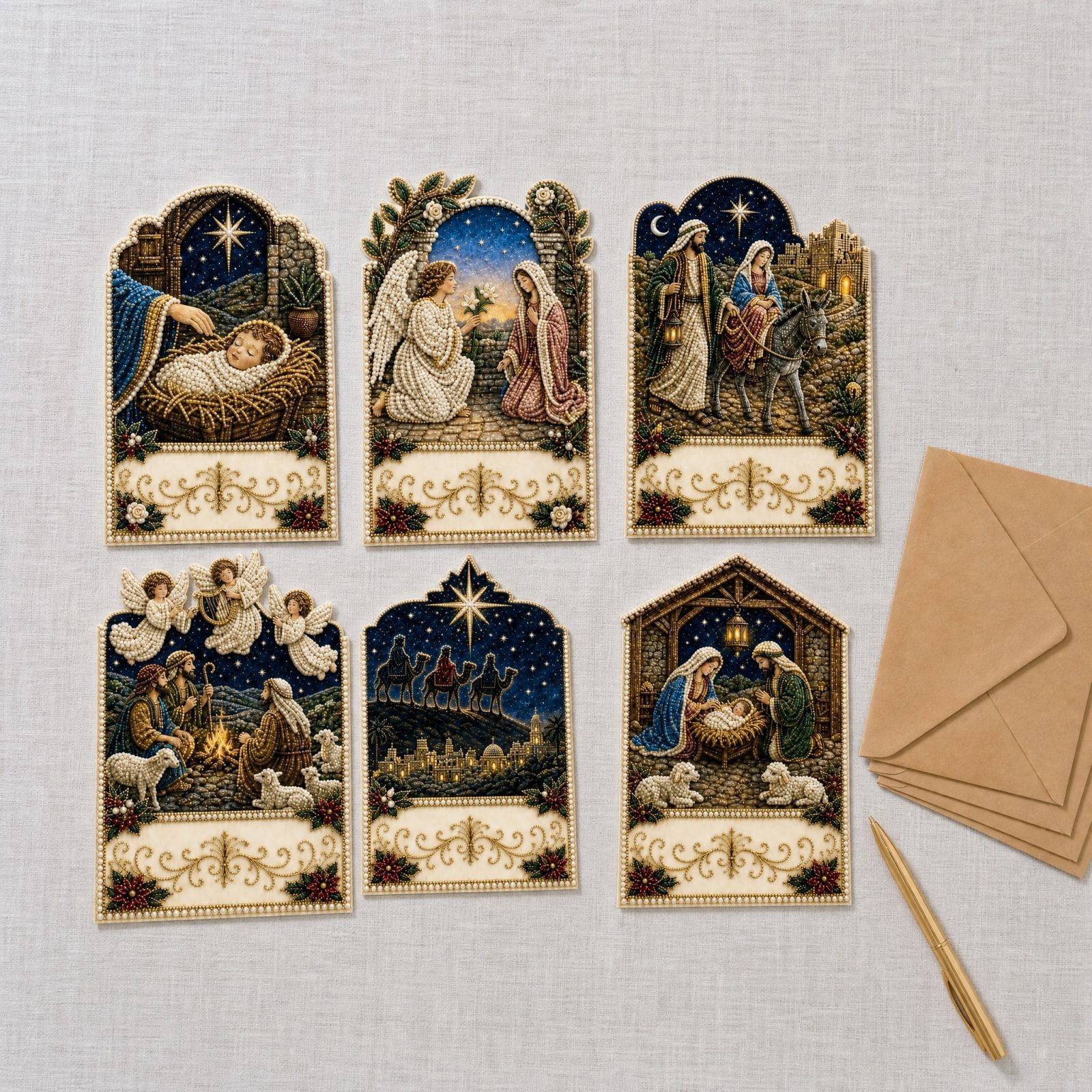 Christmas Nativity Angel DIY Pearl Diamond Art Greeting Card Kit, Hand ...