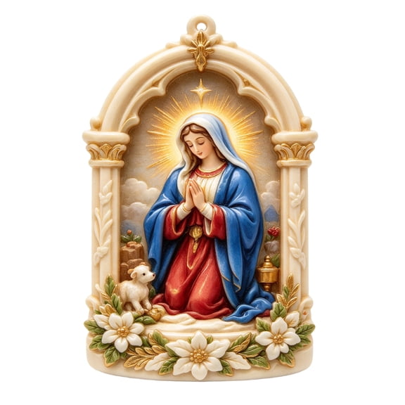 Christmas Nativity Bell Ornament, Religious Scene Hanging Decoration with Decorative Frame for Christmas Tree and Seasonal Home Display