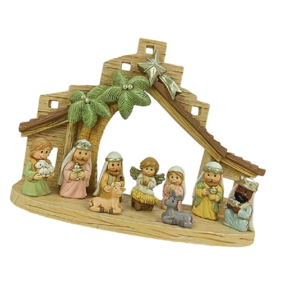 Christmas Nativity Figurines Holy Family Figure with Donkey Nativity Figure,Table Ornament Christmas Decors