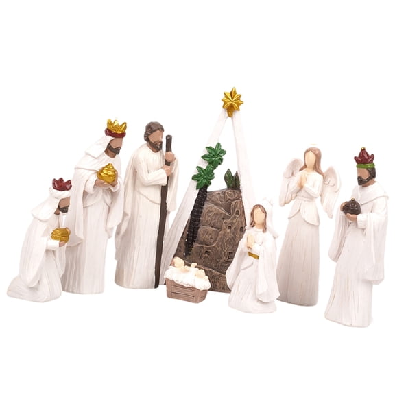 Christmas Nativity Figurines Holy Family Figure with Donkey Nativity Figure,Table Ornament Christmas Decors