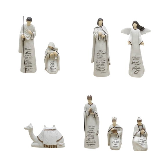 Christmas Nativity Figurines Holy Family Figure with Donkey Nativity Figure,Table Ornament Christmas Decors