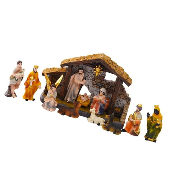 Christmas Nativity Figurines Holy Family Figure with Donkey Nativity Figure,Table Ornament Christmas Decors