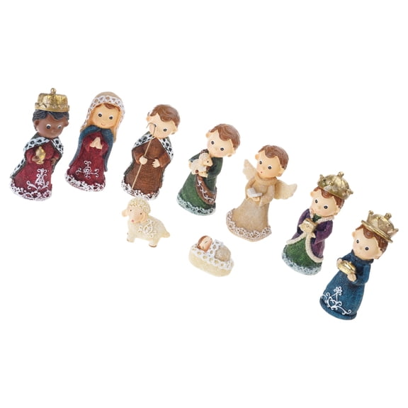 Christmas Nativity Figurines Holy Family Figure with Donkey Nativity Figure,Table Ornament Religious Christmas Decors