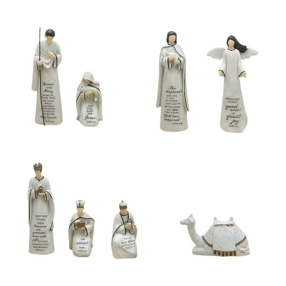 Christmas Nativity Figurines Holy Family Figure with Donkey Nativity Figure,Table Ornament Religious Christmas Decors