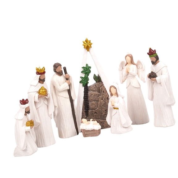 Christmas Nativity Figurines Holy Family Figure with Donkey Nativity Figure,Table Ornament Religious Christmas Decors