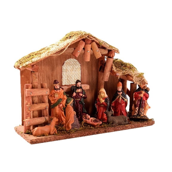 Christmas Nativity Figurines Holy Family Figure with Donkeys Nativity Figure,Table Ornament Christmas Decors