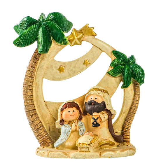 Christmas Nativity Figurines Holy Family Figure with Donkeys Nativity Figure,Table Ornament Religious Christmas Decors