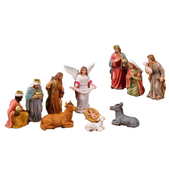 Christmas Nativity Figurines Nativity Scene Statue with Stable Holy Family