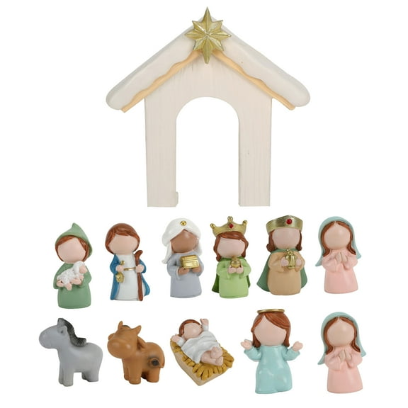 Christmas Nativity Figurines Resin Manger Holy Family Nativity Scenes Statue for Xmases Indoor Home Table Decorations