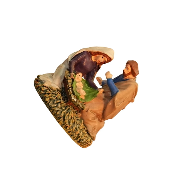 Christmas Nativity Figurines Resin Manger Holy Family Set with Donkeys, Tabletop Centerpiece Holiday Home Decor