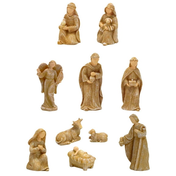 Christmas Nativity Manger Scene Set 10-Piece Resin Figurines Ornaments Baby Jesus Xmas Delicate Crafts Decoration