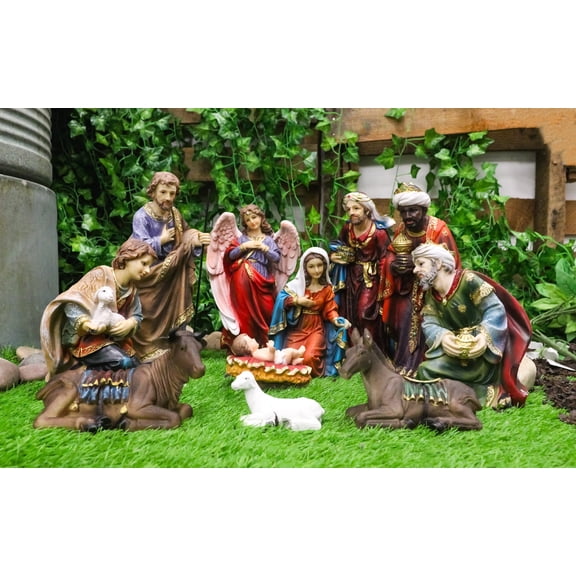 Christmas Nativity Mary Joseph Jesus 3 Wise Men Angel 11 Pc Figurines Set 12"