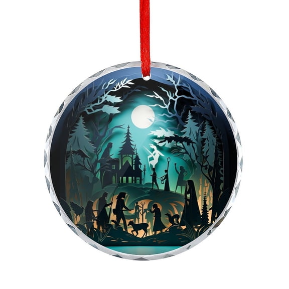 Christmas Nativity Ornament Merry Christmas Winter Xmas Round Ornament for Xmas Tree
