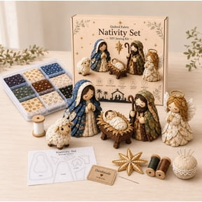 Christmas Nativity Patchwork Sewing DIY Kit for Adults,Religious Fabric Craft Set,Beginner Friendly Handmade Holiday Tabletop Home Decor,Nativity Set