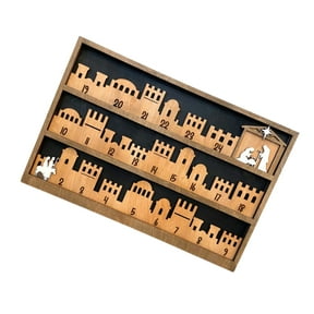 Christmas Nativity Scene Advents Calendar with Movable Star Indoor 3D Wood Base Decoration for Holiday Countdowns