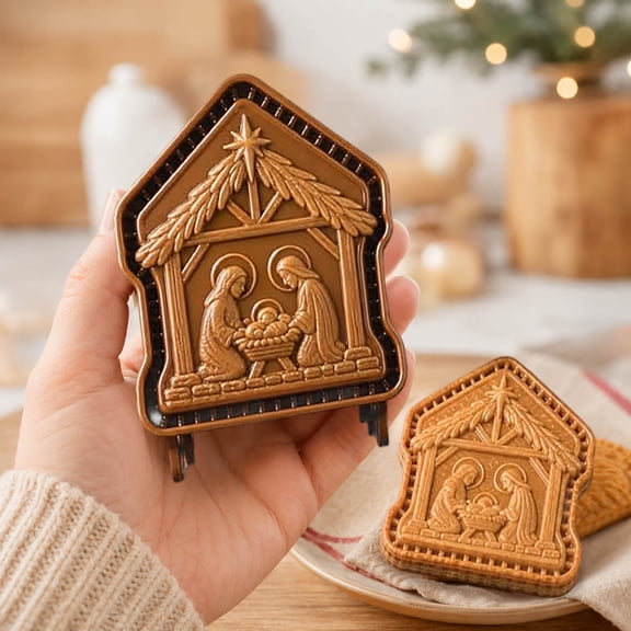 Christmas Nativity Scene Cookie Molds, 3D Embossed Mooncake & Hand Pie Molds, Holiday Baking Accessories for Family Homemade Dessert