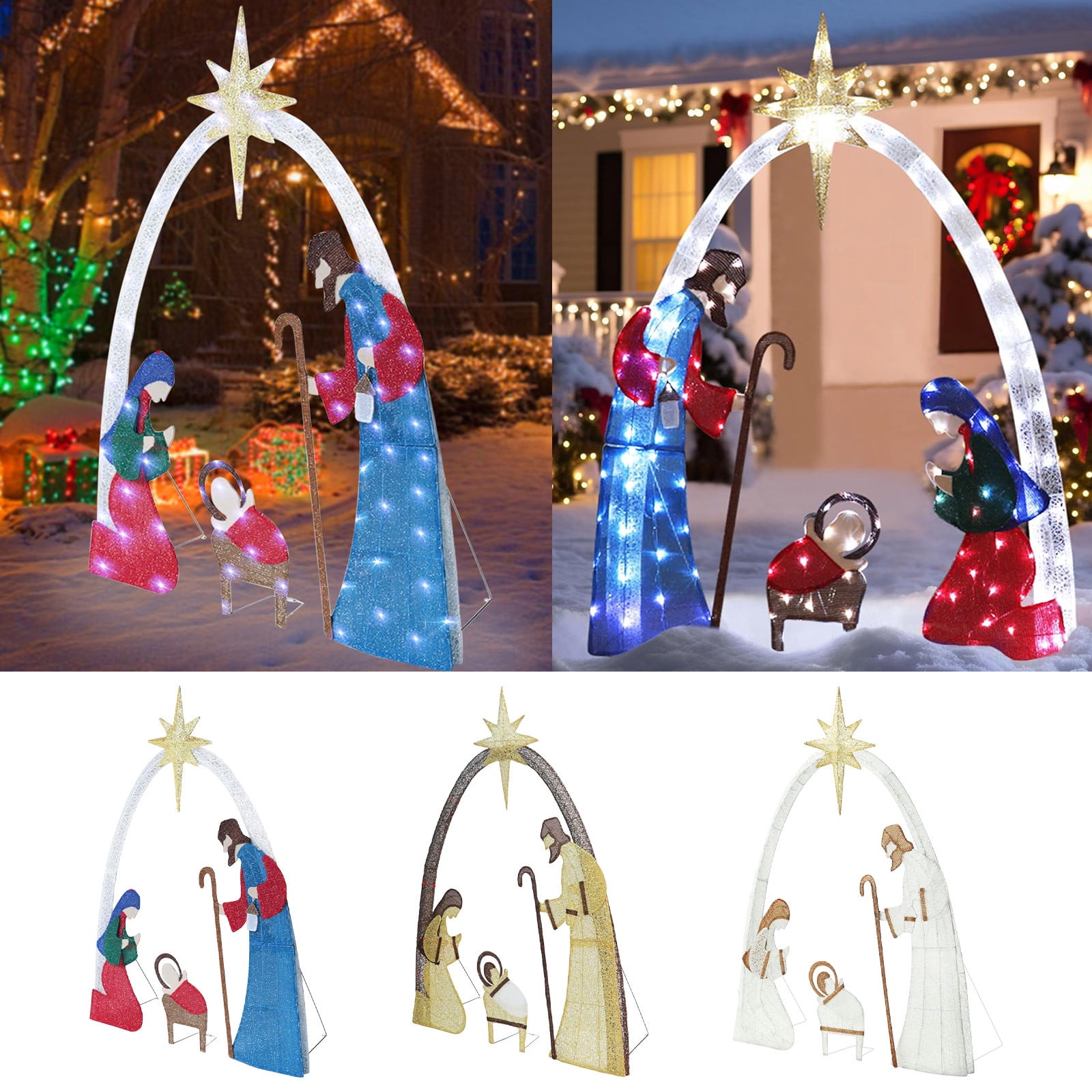 Christmas Nativity Scene Decorations Outdoor, Lighted Outdoor Nativity