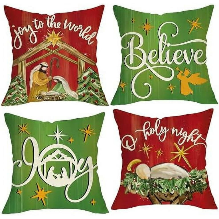 Religious christmas pillows deals
