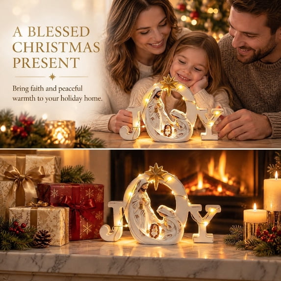 Christmas Nativity Scene Figurine, Classic Holy Family Statue Set with ...