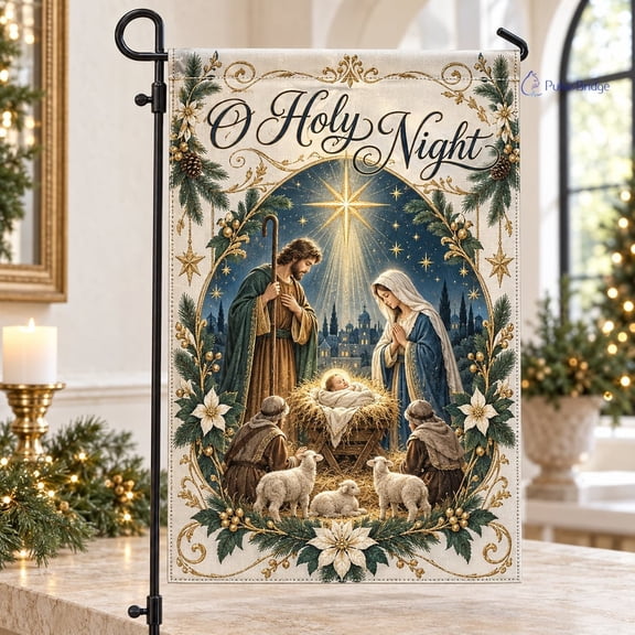 Christmas Nativity Scene Garden Flag, Holy Night Outdoor Yard Decor