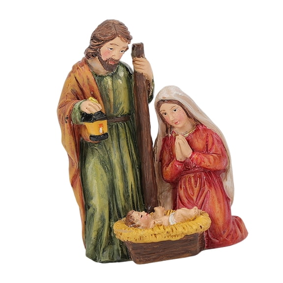 Christmas Nativity Scene Resins Holy Family Figurines Statue Holiday Religious Tabletop Decoration Collectible Ornament