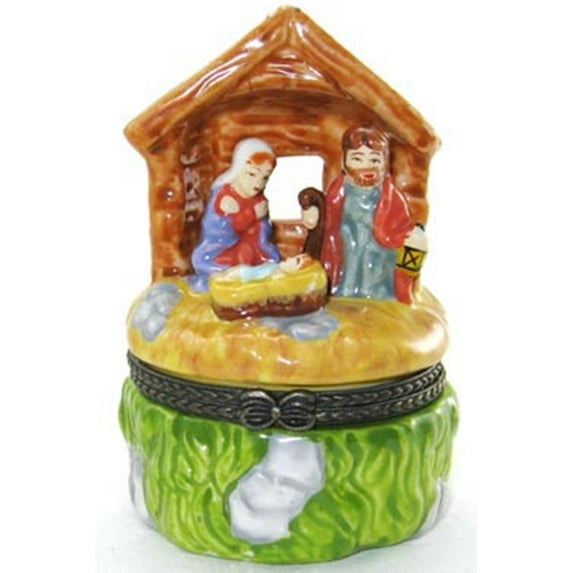 Christmas Nativity Scene Stable Trinket Box