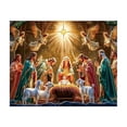 thumbnail image 1 of Christmas Nativity Scene Tapestry Banner – Starry Canopy Wall Hanging with Jesus Birth Design, Peach Velvet Fabric Holiday Backdrop for Home or Church Décor, 1 of 5