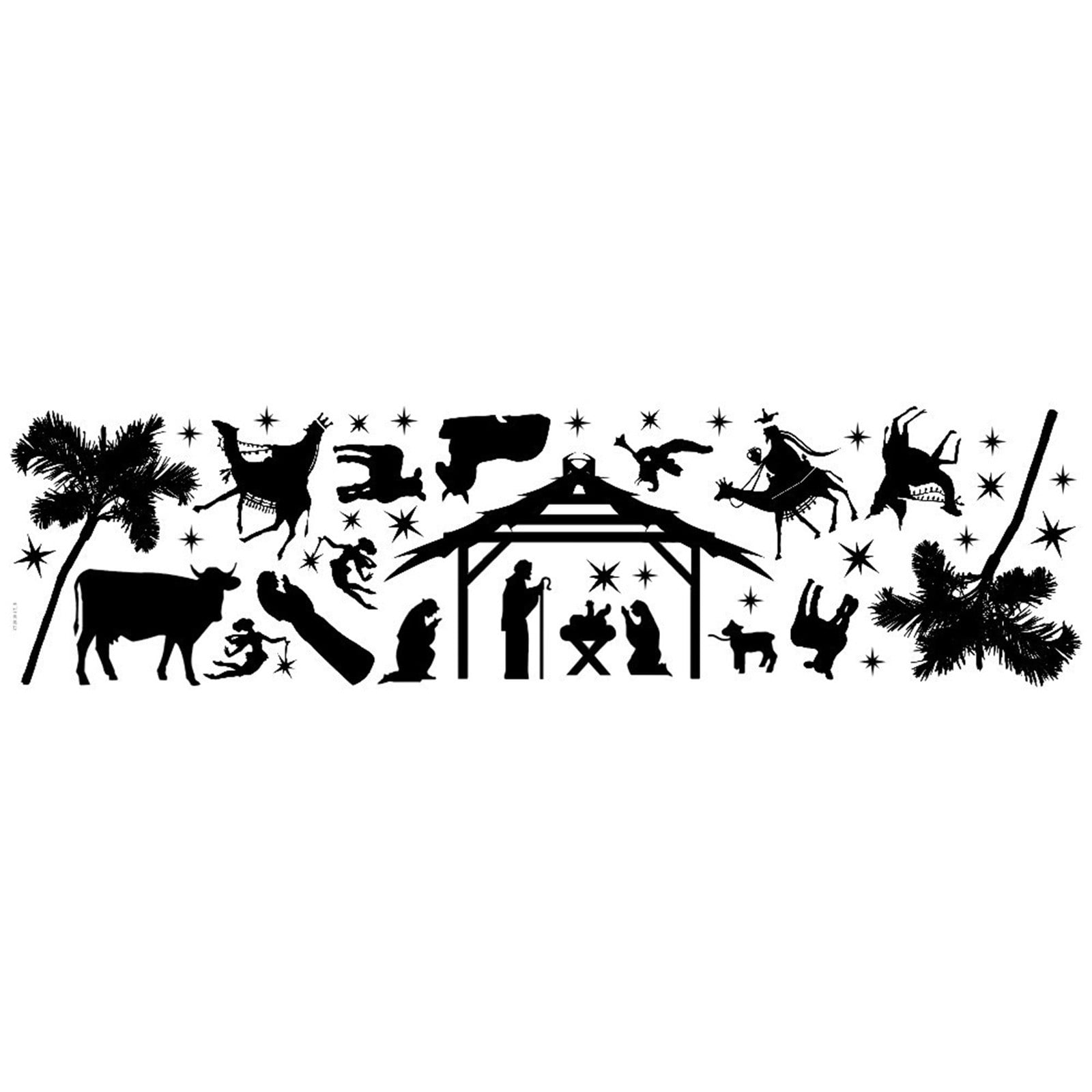 Christmas Nativity Scene Wall Decal,Religious Nativity Wall Stickers Christian Removable Modern Mural Decor for Xmas Holiday Living Room