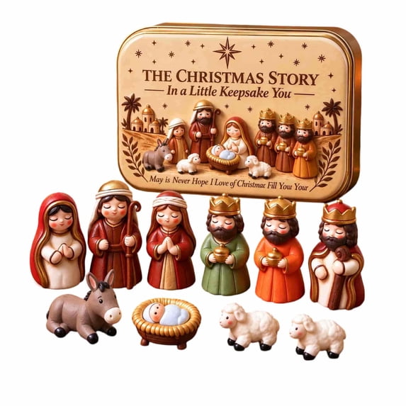Christmas Nativity Set, Mini Resin Holy Family Figurines with Keepsake ...