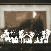 Christmas Nativity Window Clings Holy Night Manger Scene Silhouette Reusable Window Decals for Xmas Party Festival Celebration Decor