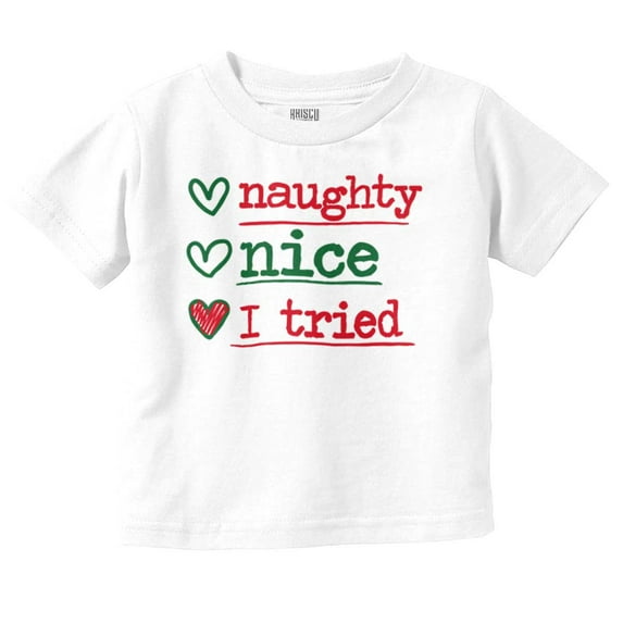 Christmas Naught Nice I Tried Hearts Toddler Baby Graphic T Shirt Brisco Brands 6M