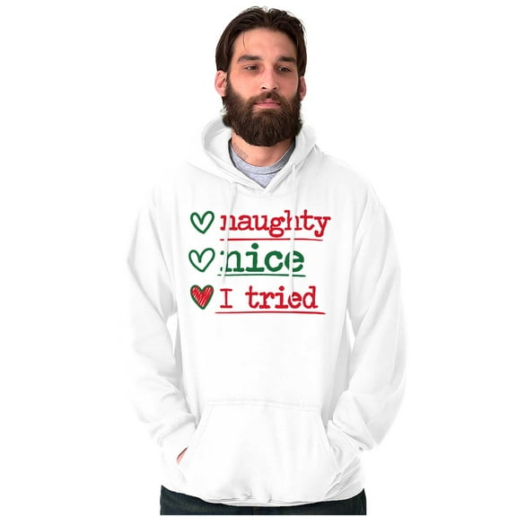 Christmas Naught Nice I Tried Hearts Unisex Plus Fleece Graphic Hoodie Brisco Brands 3X