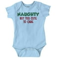thumbnail image 1 of Christmas Naughty Too Cute To Care Romper Boys or Girls Infant Baby Brisco Brands 12M, 1 of 6