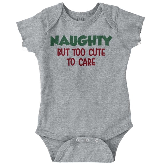 Christmas Naughty Too Cute To Care Romper Boys or Girls Infant Baby Brisco Brands 24M