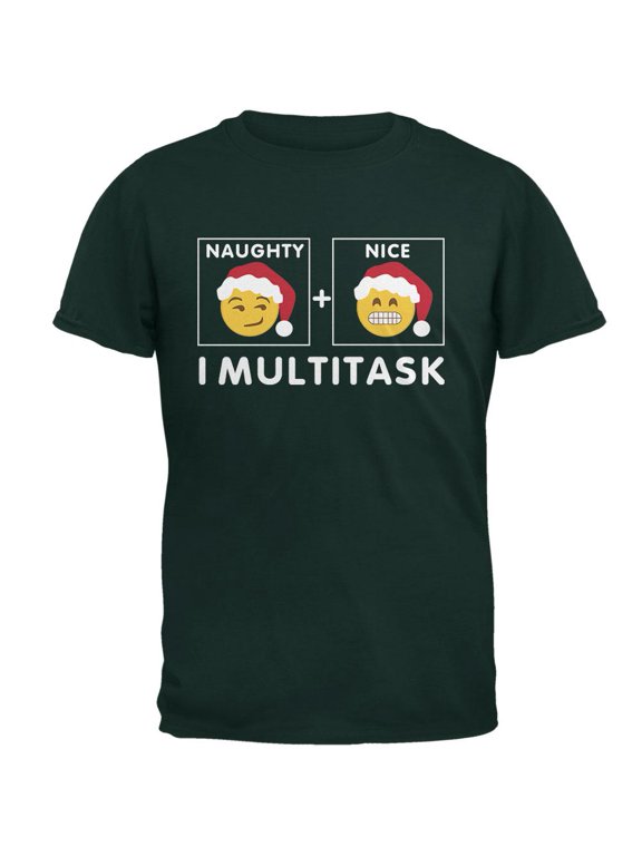 Christmas Naughty and Nice Multitask Forest Adult T-Shirt - Medium