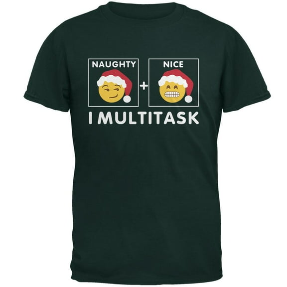 Christmas Naughty and Nice Multitask Forest Adult T-Shirt - X-Large